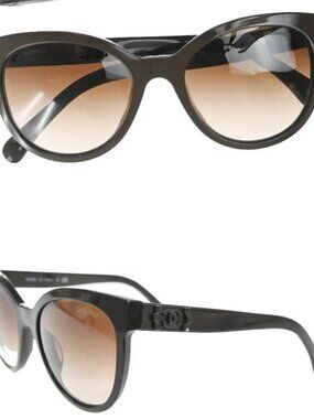 CHANEL CC Logo Sunglasses Eye Were Plastic Metal Brown Italy 5315-A 62RL992